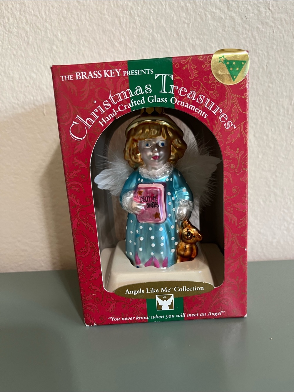 Vintage Kmart Bedtime Stories Angel Glass Ornament